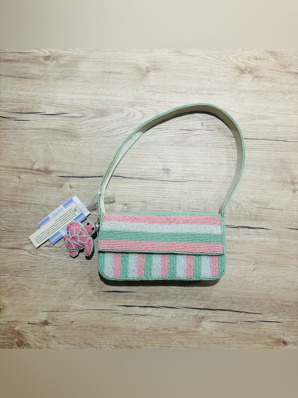 Pink Turtle Beaded Bag